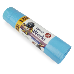 TANIE SUPER GRUBE I MOCNE NIEBIESKIE WORKI NA ŚMIECI 120l | RULON: 10 SZT. | GRUBOŚĆ: 35µm | WAGA: 0,4kg; 70x100cm