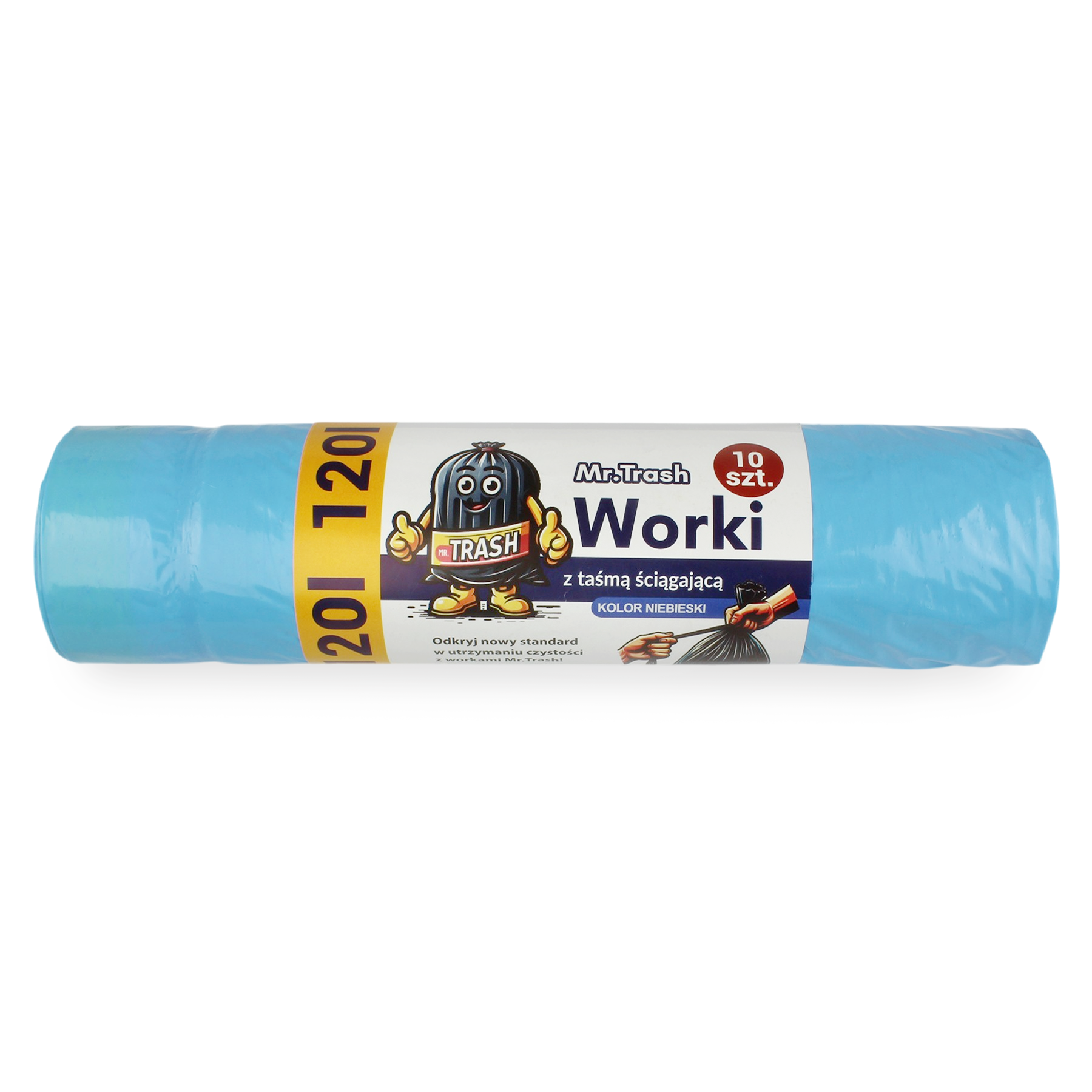 ANIE SUPER GRUBE I MOCNE NIEBIESKIE WORKI NA ŚMIECI 120l | RULON: 10 SZT. | GRUBOŚĆ: 35µm | WAGA: 0,4kg; 70x100cm